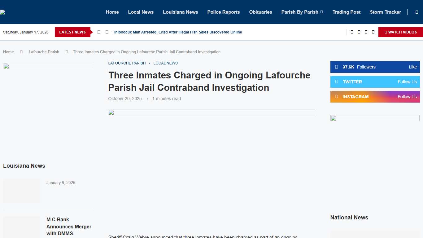 Three Inmates Charged in Ongoing Lafourche Parish Jail Contraband Investigation – KQKI News