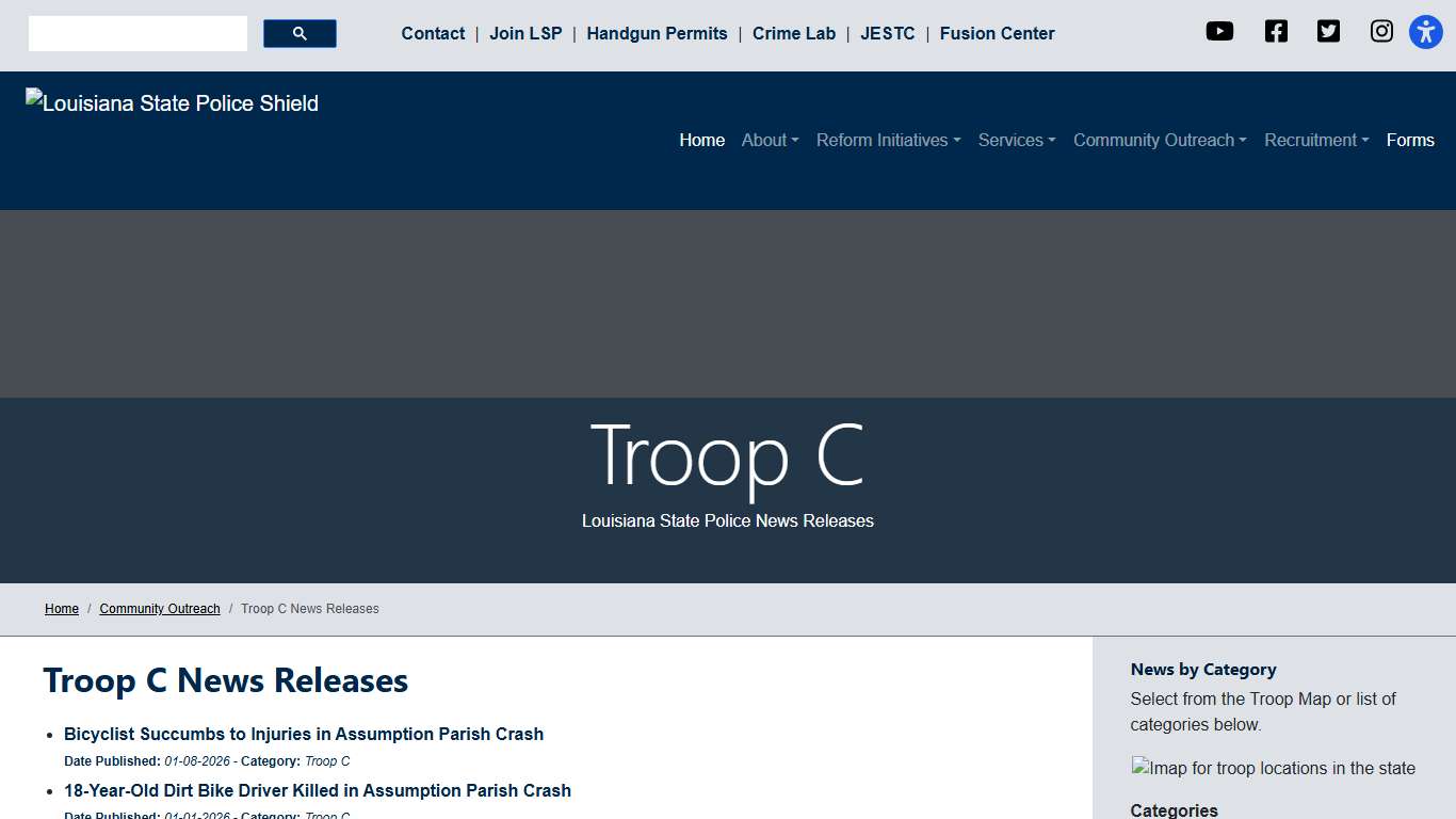 Troop C News Releases - Louisiana State Police